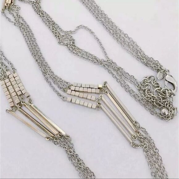 CHICO'S SILVER/GOLD TONE 3 STRAND 43"-46" NECKLACE NWOT - Picture 2 of 4